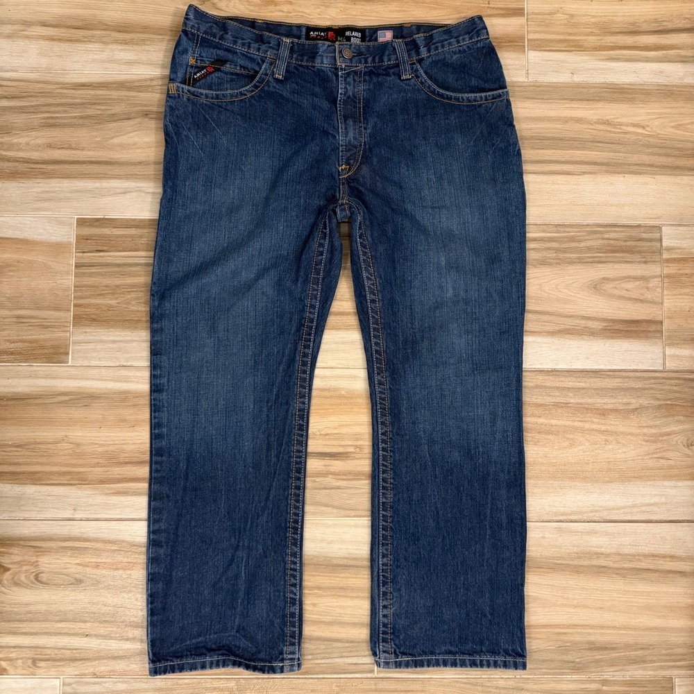 Ariat FR M4 Relaxed Boot Cut Jeans Mens 38x30 Blue Denim Flame Resistant CAT 2